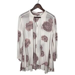Free People Peacemaker Tunic Top Women's Size XXS White and Pink Oversize